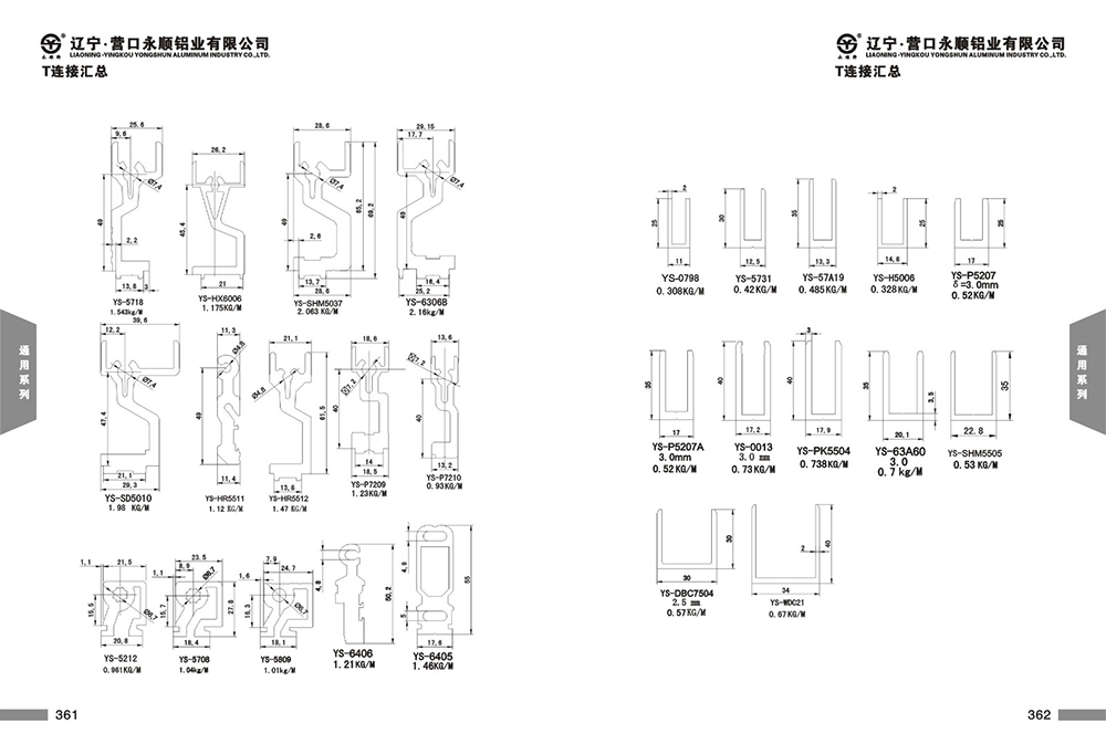 中梃T连接型材汇总