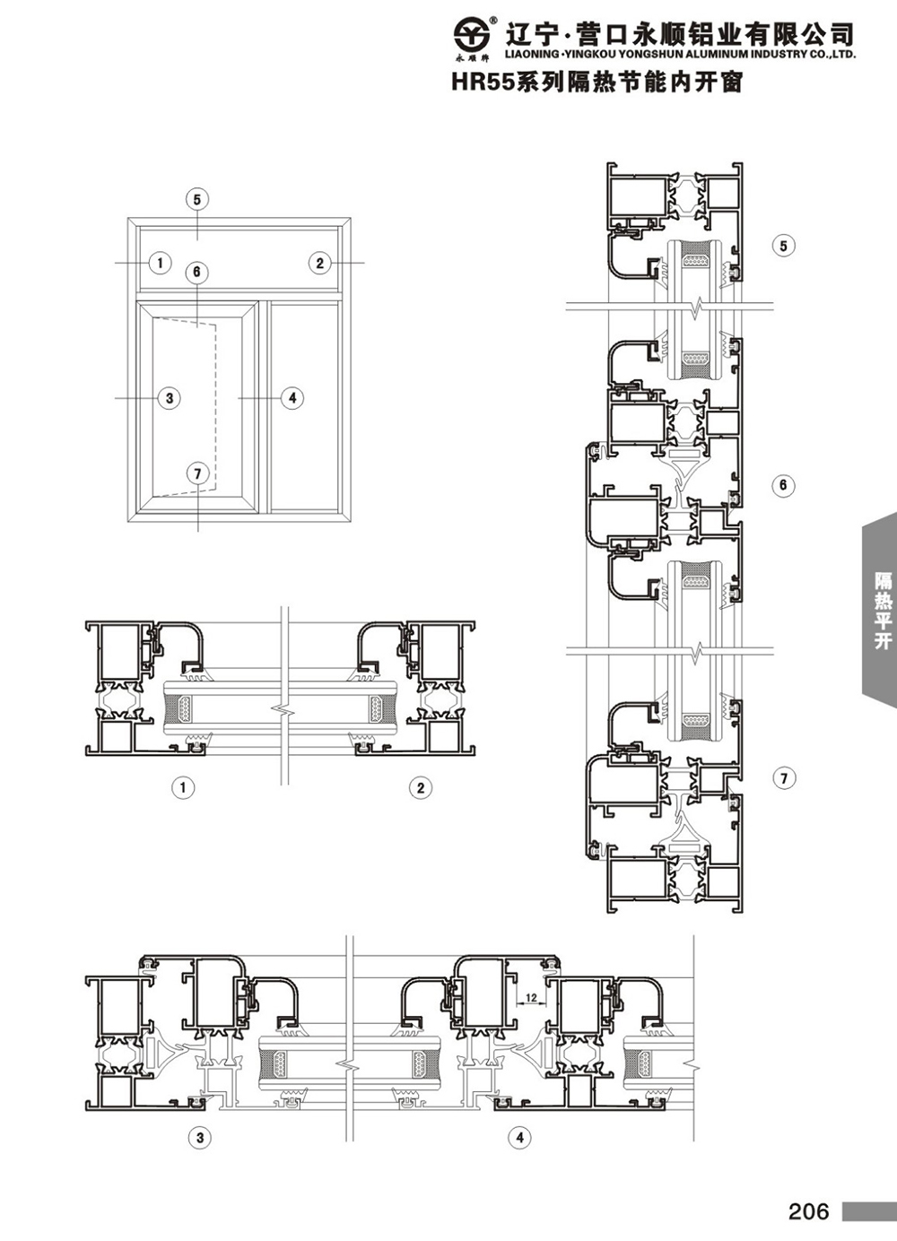 YS-HR55系列隔热节能平开门窗