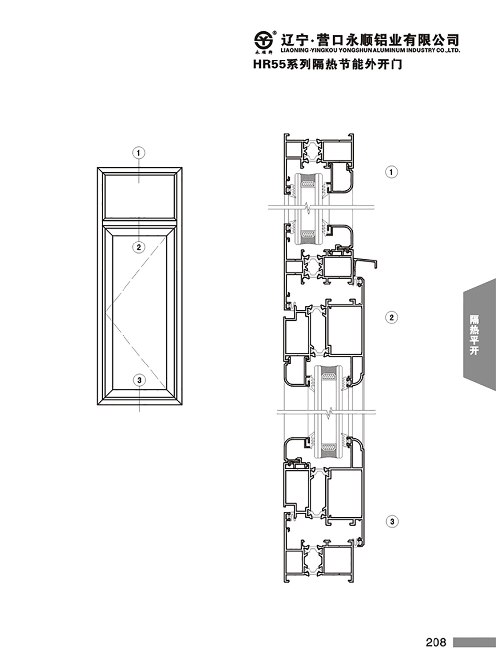 YS-HR55系列隔热节能平开门窗