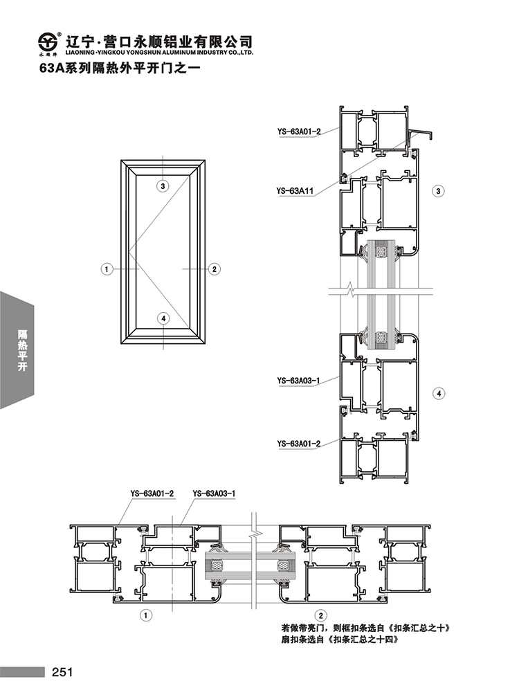 YS-63A系列隔热节能平开门窗