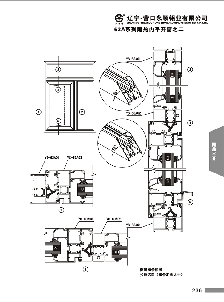 YS-63A系列隔热节能平开门窗