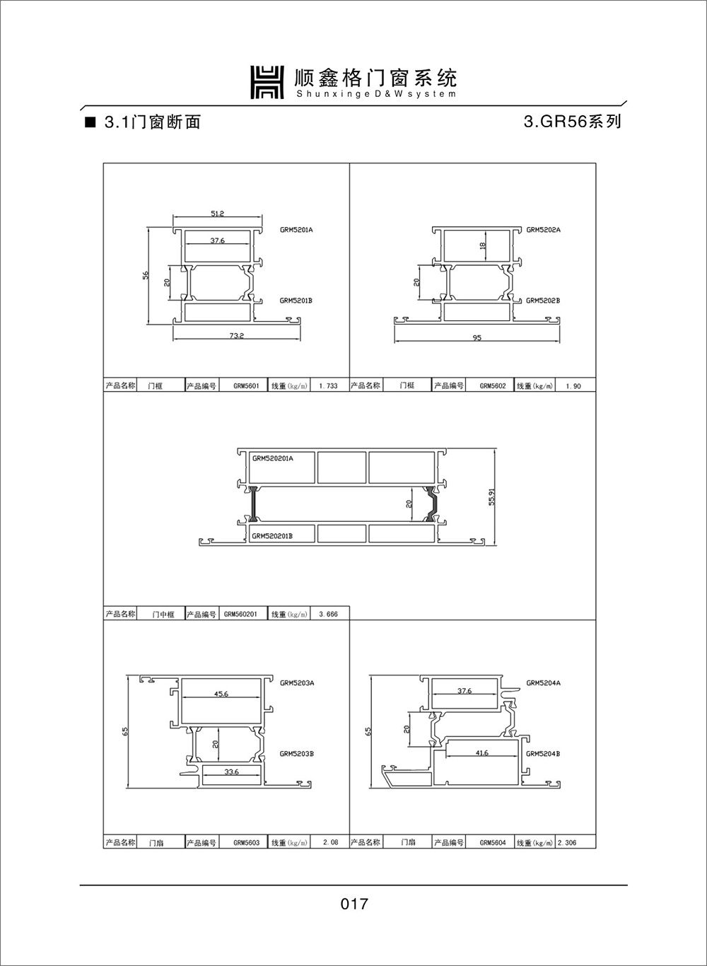 顺鑫阁门窗系统GR56系列