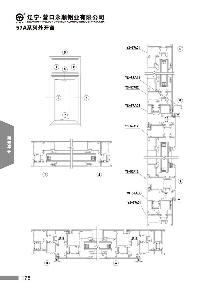 YS-57A系列隔热节能平开门窗