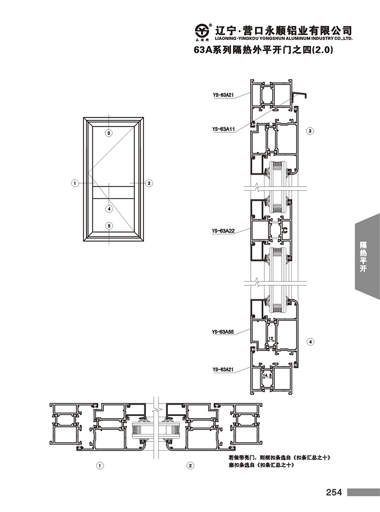 YS-63A系列隔热节能平开门窗