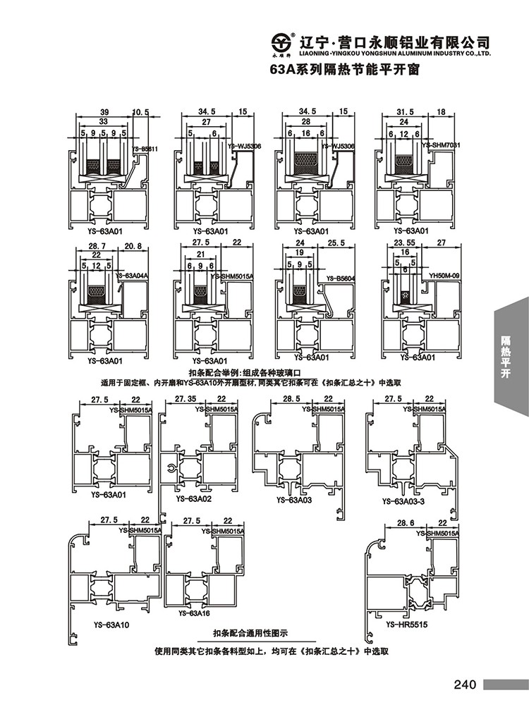YS-63A系列隔热节能平开门窗