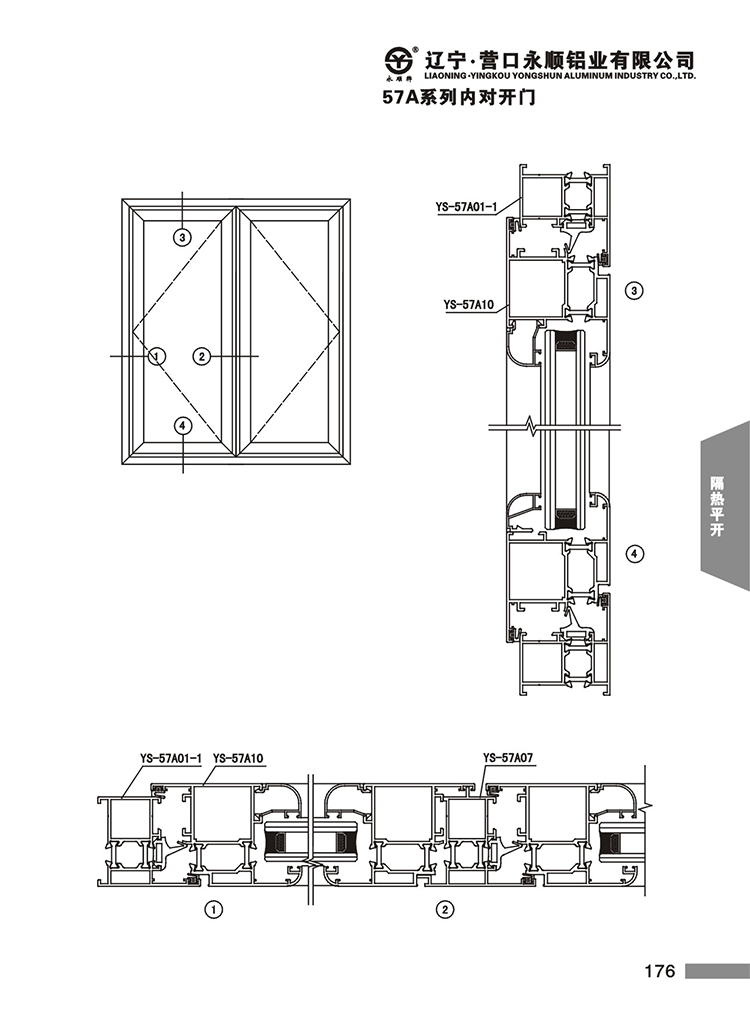 YS-57A系列隔热节能平开门窗