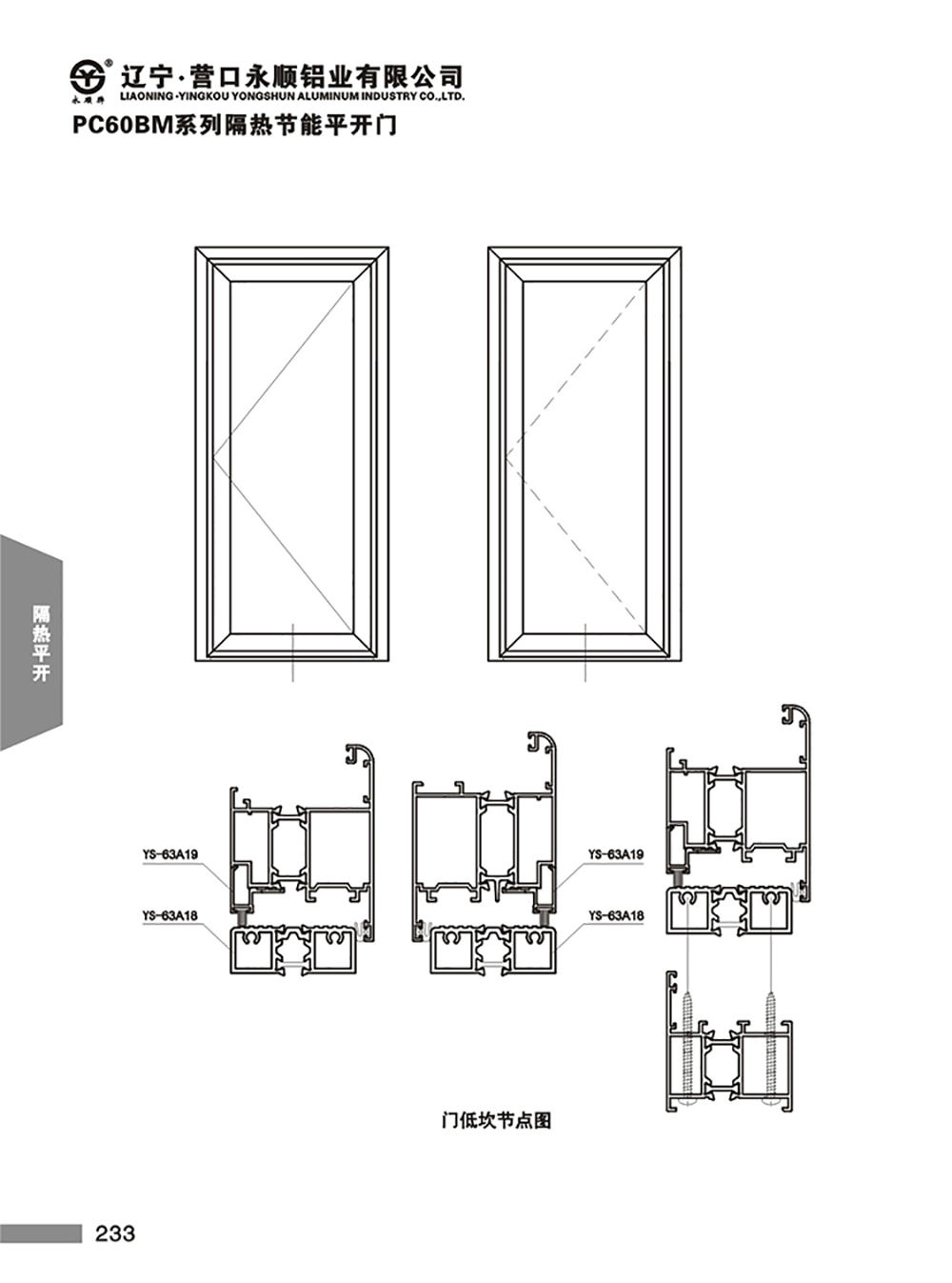YS-PC60BM系列隔热节能平开门