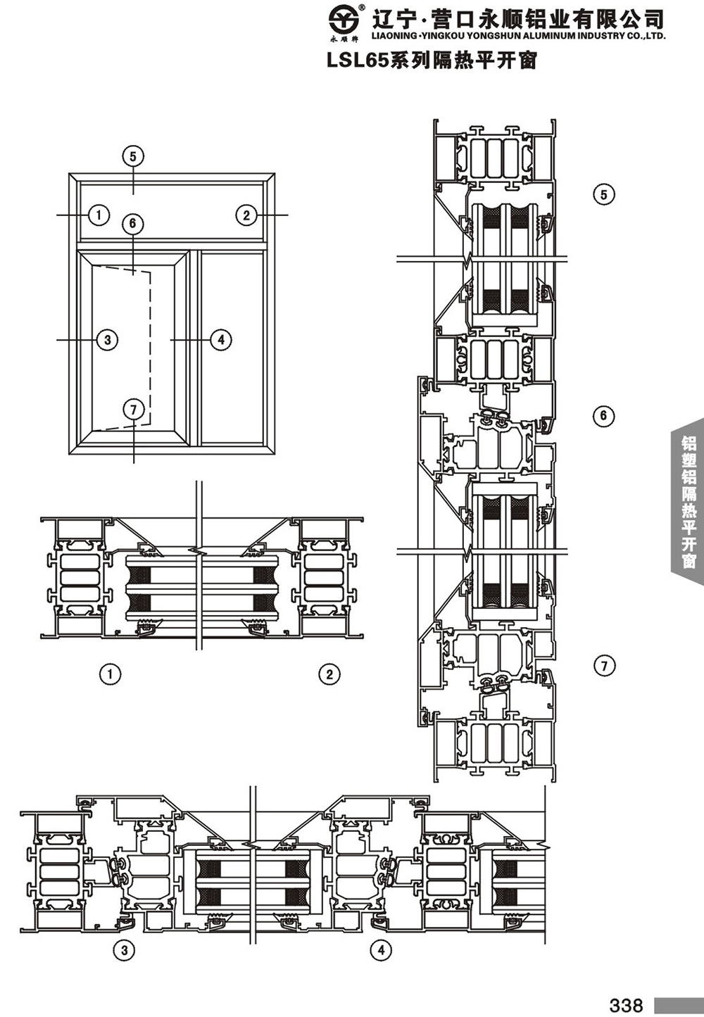 LSL65铝塑铝隔热节能平开门窗