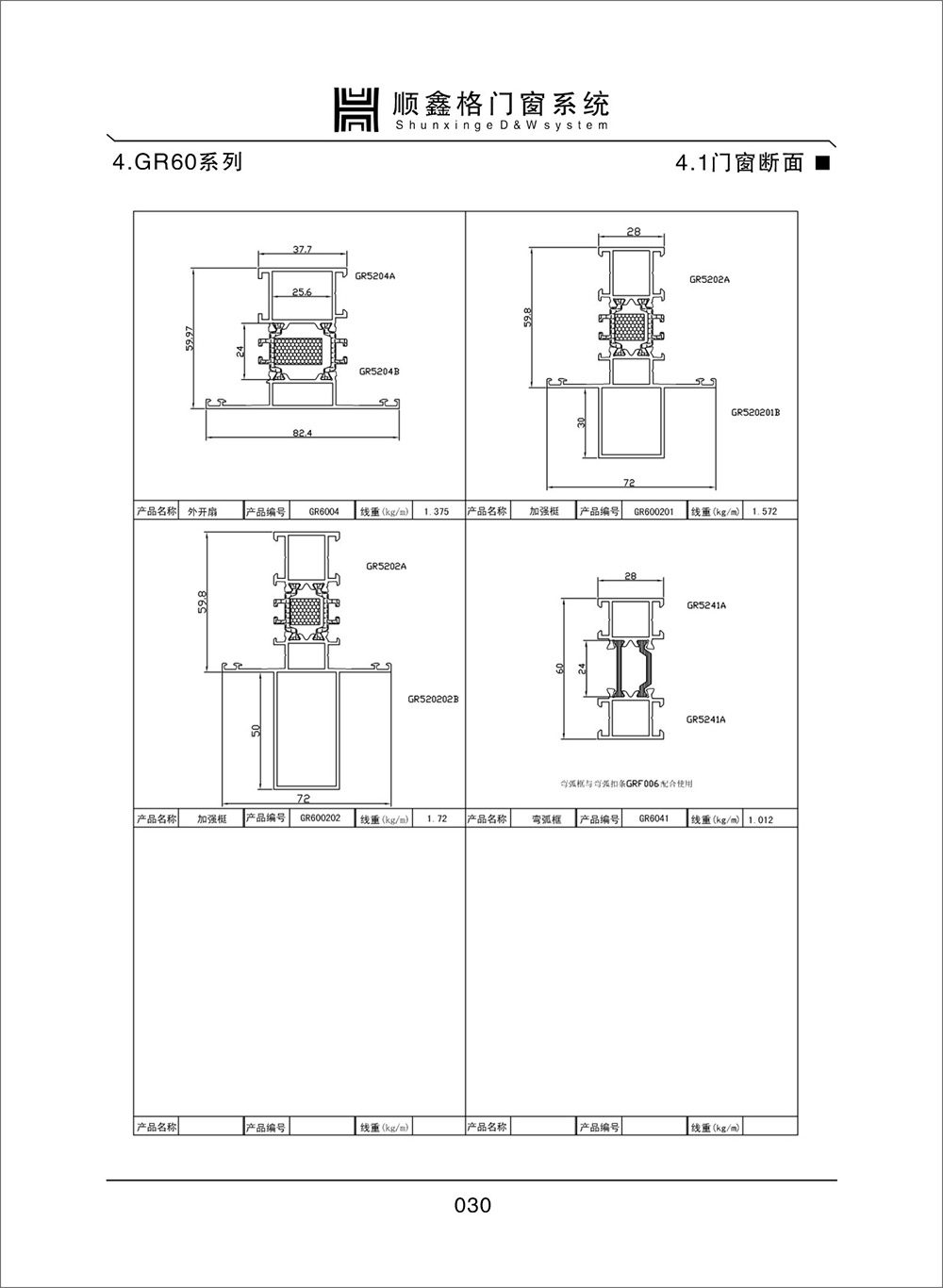 顺鑫阁门窗系统GR60系列