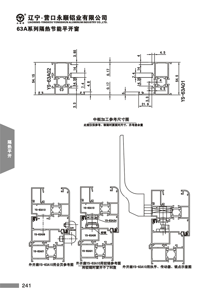 YS-63A系列隔热节能平开门窗