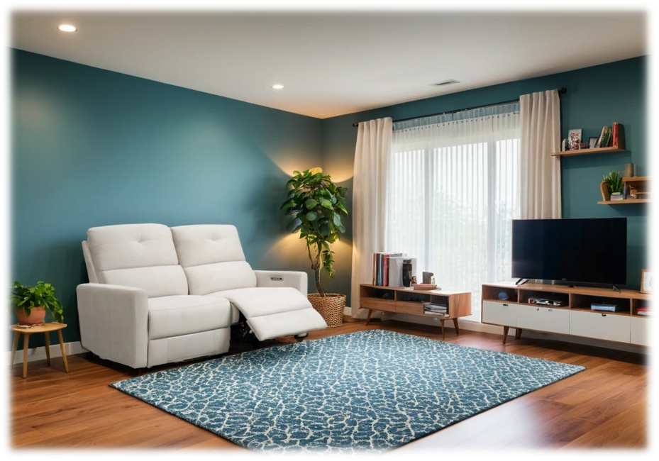 Two-seater leather footrest loveseat sofa