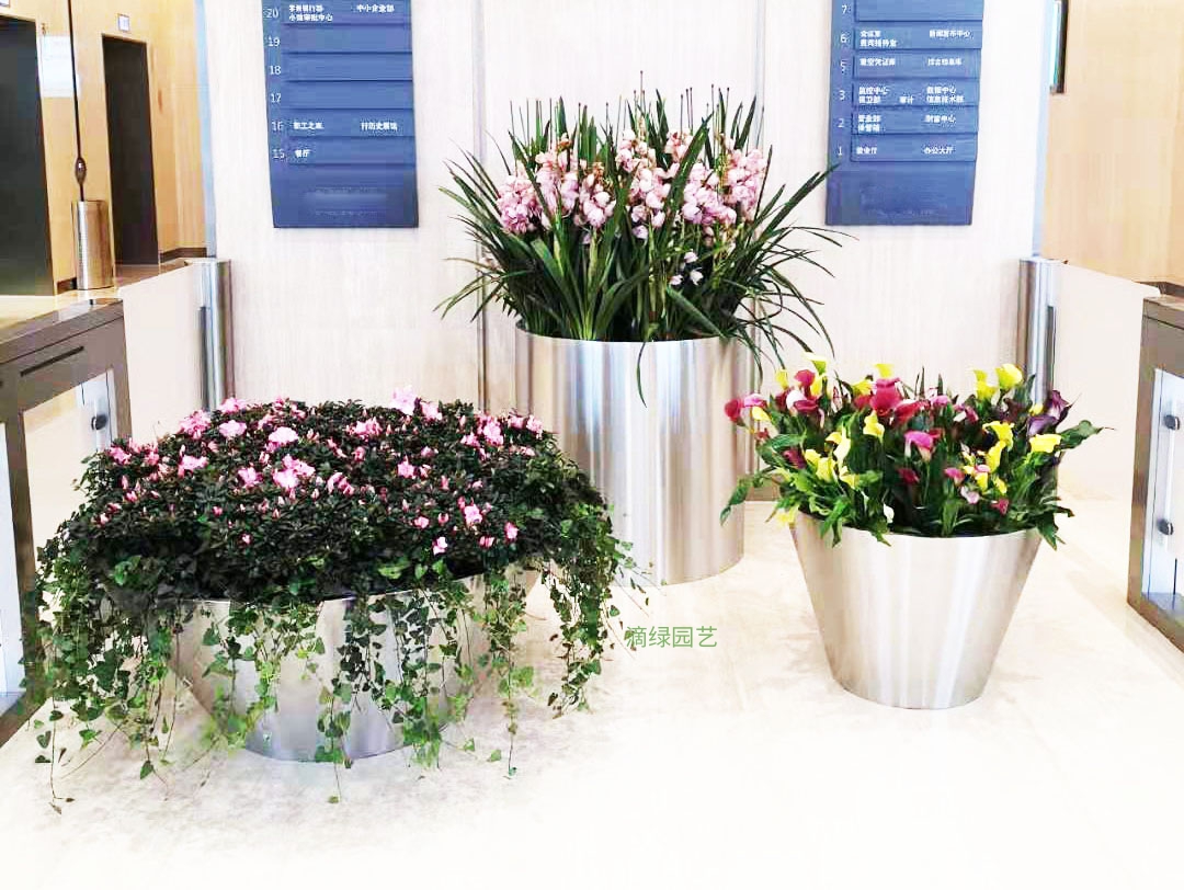 大型圆型三组合不锈钢花器001