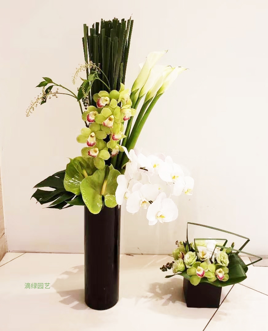 前台插花-绿、白色