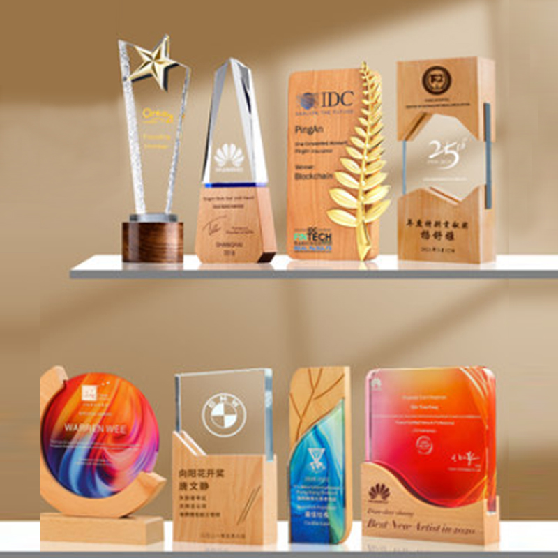 实木水晶奖杯定制定做创意刻字企业冠军奖牌