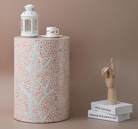 Natural shell edge table