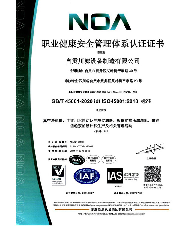 職業(yè)健康安全管理體系認(rèn)證證書（2025）中文