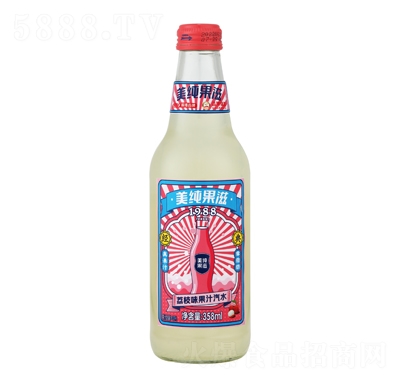 美纯果滋1988荔枝味果汁汽水358ml