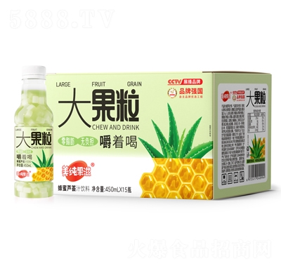 美纯果滋蜂蜜芦荟汁大果粒果汁饮料450mlX15瓶