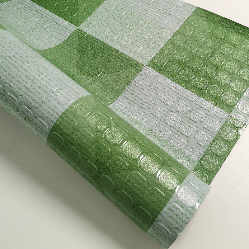 PVC FLOORING ROLL-Green and White-013