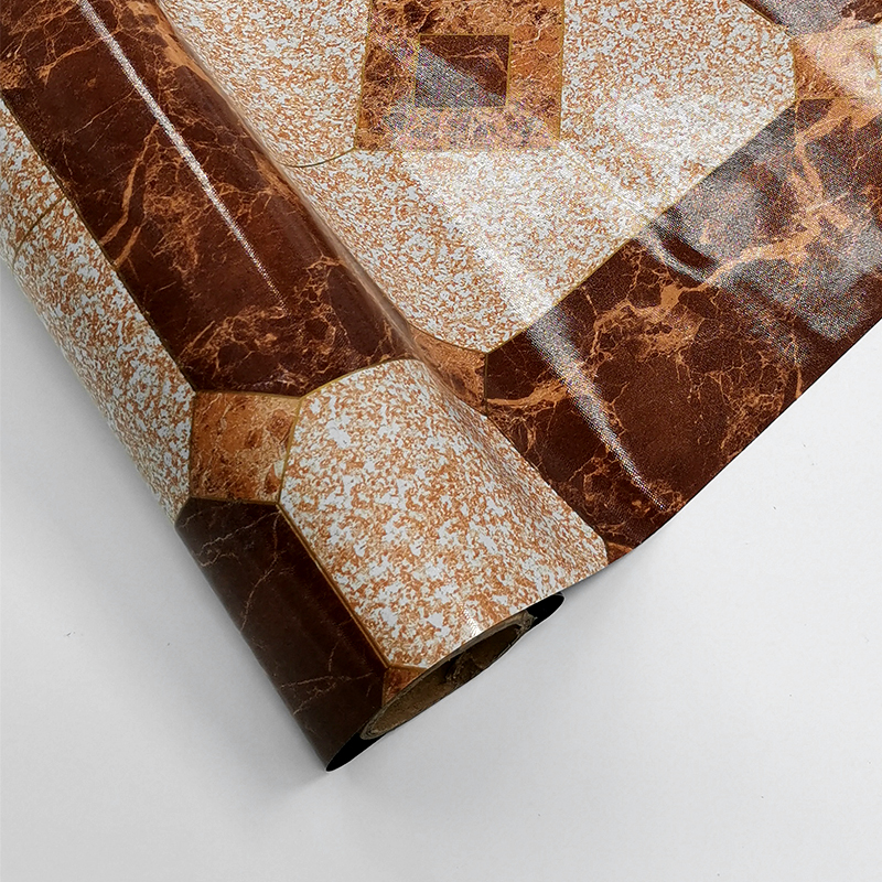 PVC FLOORING ROLL- BROWN TILES-002