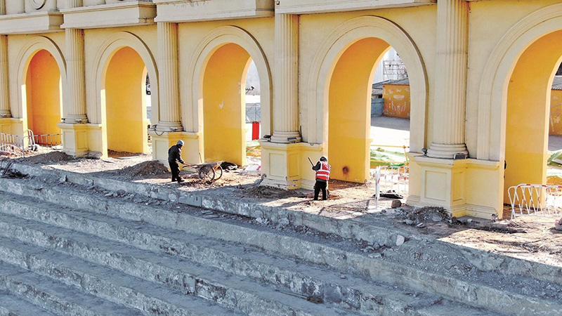 览山公园山体加固工程稳步推进