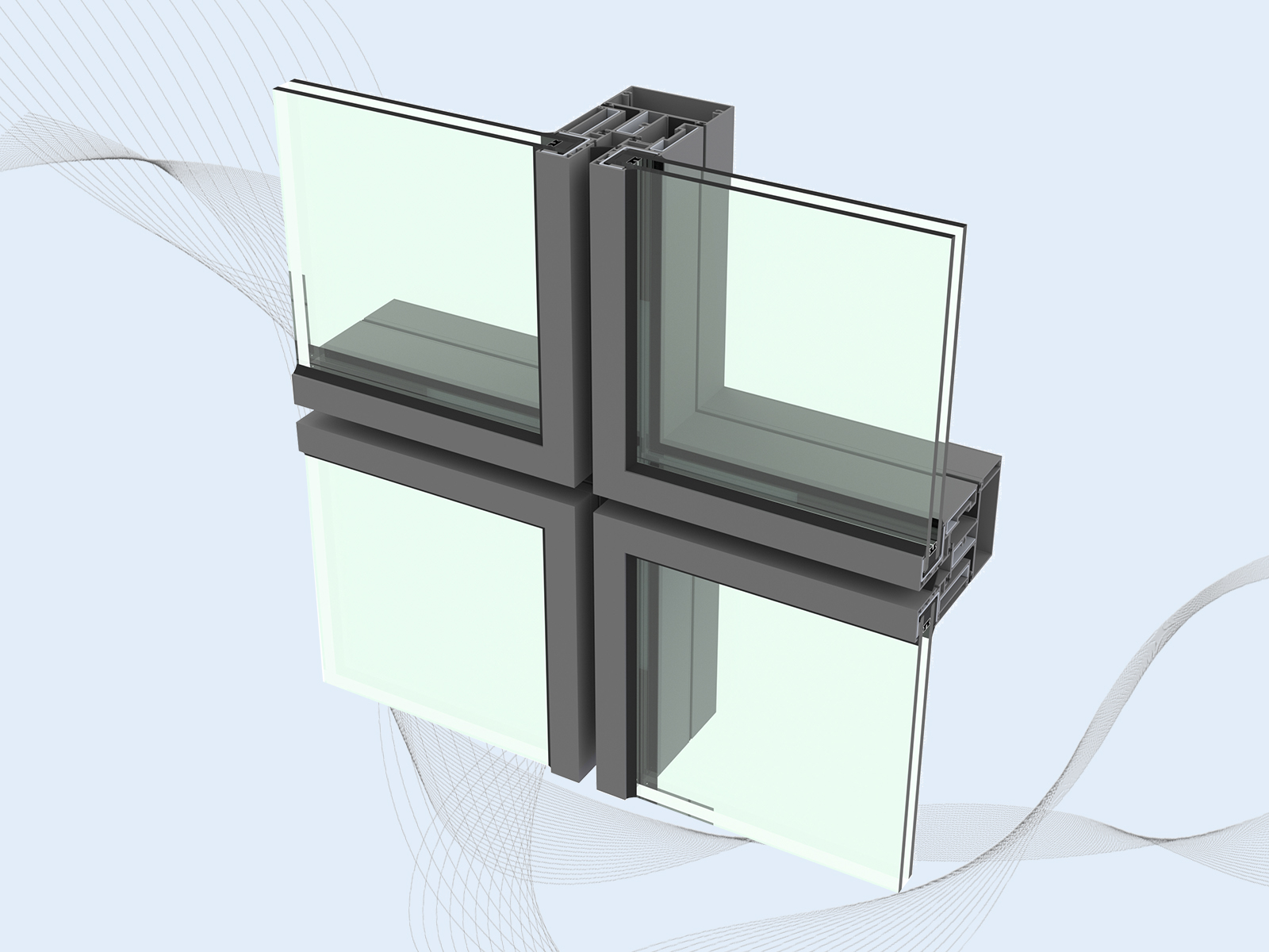 E30/E60 Aluminum- Steel Composite  Fireproof Window Wall