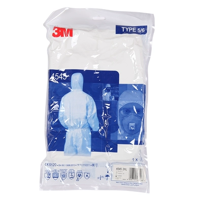 3M 白色带帽连体防护服 4545