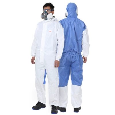 3M 4535白色带帽连体防护服透气背部