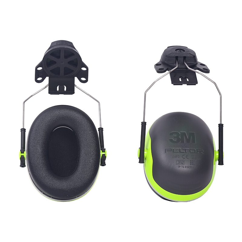 3M X4P3挂安全帽式隔音耳罩睡眠用专业防噪音睡觉静音工业降噪隔音耳机 头盔式耳罩绿色