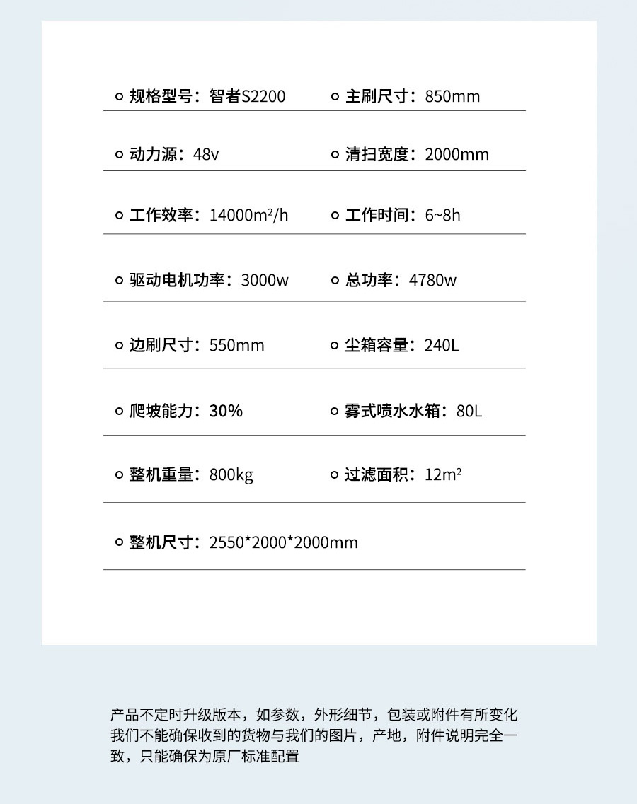 长淮智者CH-S2200扫地车技术参数