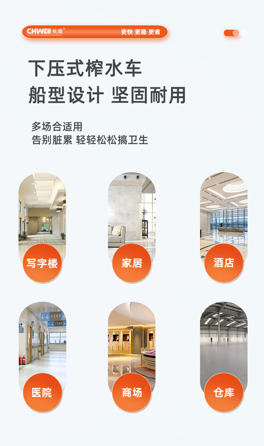 长淮CH-T225拖把榨水车使用场所