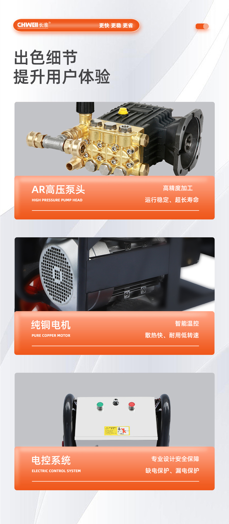 长淮CH-Q3015电动冷水高压清洗机细节