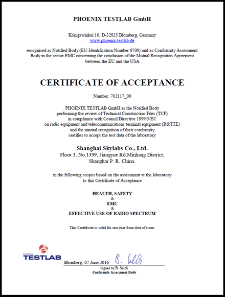 欧盟Notify Body认可证书