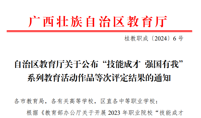 我校参加全区职业院校“技能成才，强国有我”系列教育活动荣获佳绩