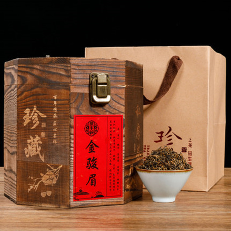 新茶金骏眉红茶礼盒装500g木质礼盒蜜香金俊眉茶叶