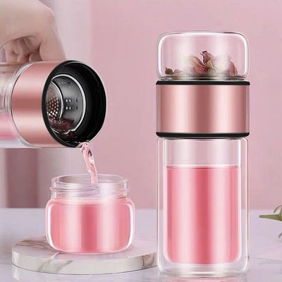 茶水分离泡茶杯双层加厚隔热玻璃杯创意便携水杯大容量微保温杯子