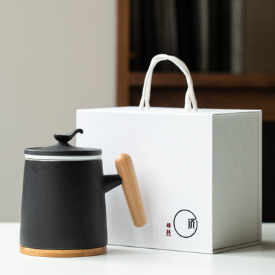 创意陶瓷杯茶杯带盖过滤茶水分离杯办公室水杯杯子大容量支持定制