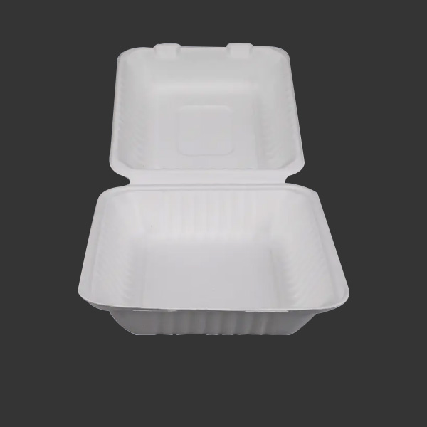 8'' Biodegradable Sugarcane Bagasse Big Clamshells