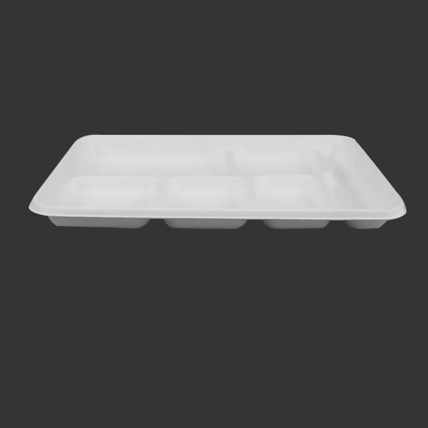 12.6*8.6'' Biodegradable Sugarcane Bagasse 6 Compartment Long Trays