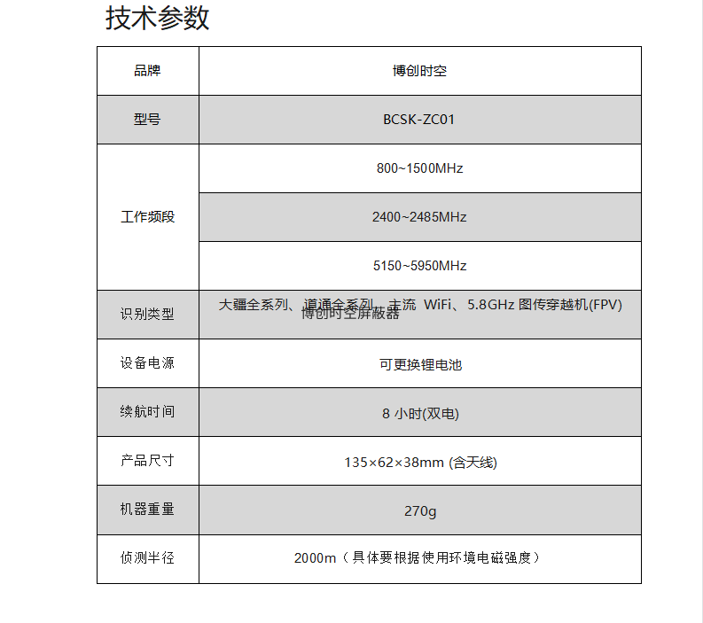 单兵无人机侦测预警探测一体机BCSK-ZC01型无人机侦测预警机