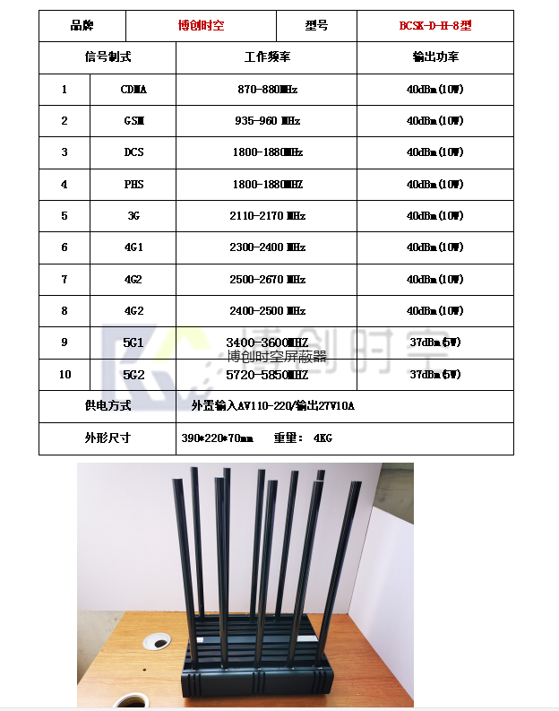 台式十路BCSK-D-G-10型大功率5g手机信号屏蔽器