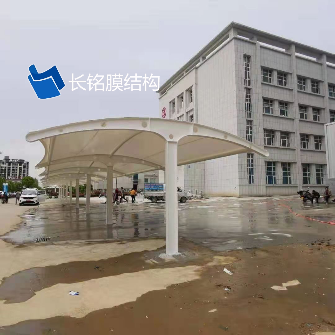 商城县人民医院膜结构停车棚顺利完工