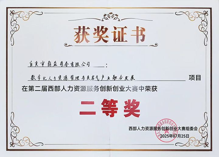 第二屆西部人力資源服務(wù)創(chuàng)新創(chuàng)業(yè)大賽二等獎(jiǎng)