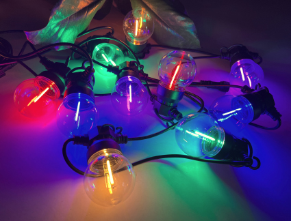 3.65米12头平挂G50透明灯罩+六彩灯丝