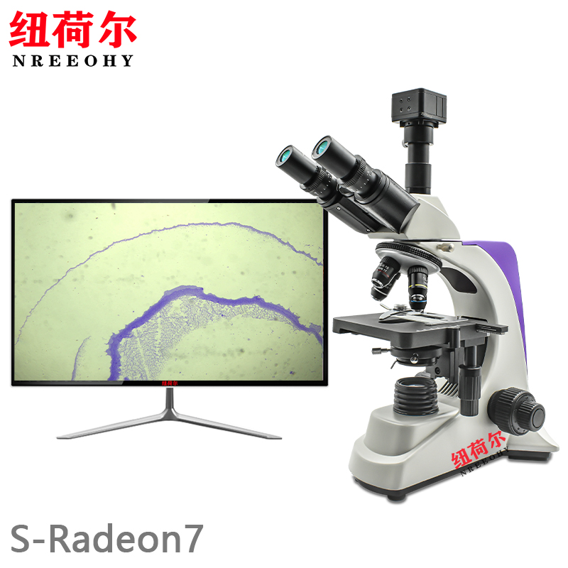 纽荷尔生物显微镜S-Radeon7生物切片观察测量尺寸数据支持电脑主机数据共享支持照片捕捉23.8寸高清屏