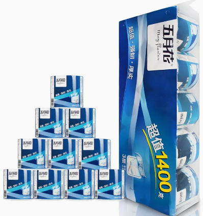 五月花 有芯卷纸超值1400 3层1400克 10卷/提 10提/箱