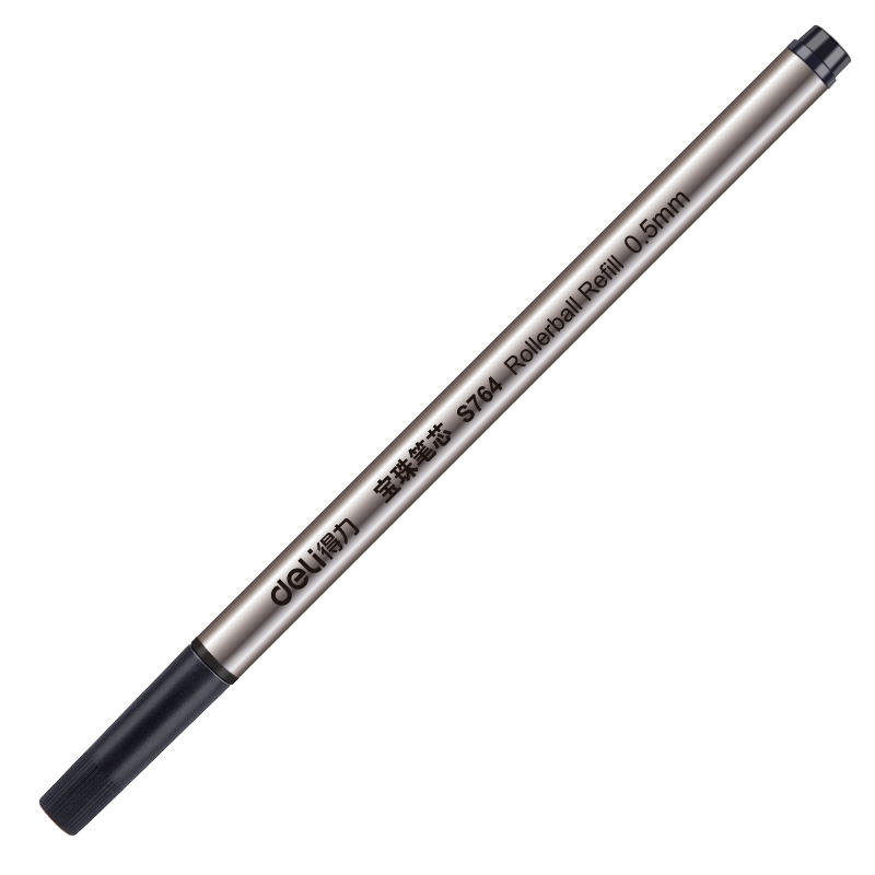 得力S764宝珠笔芯0.5mm子弹头(黑)(1卡(1支/卡)