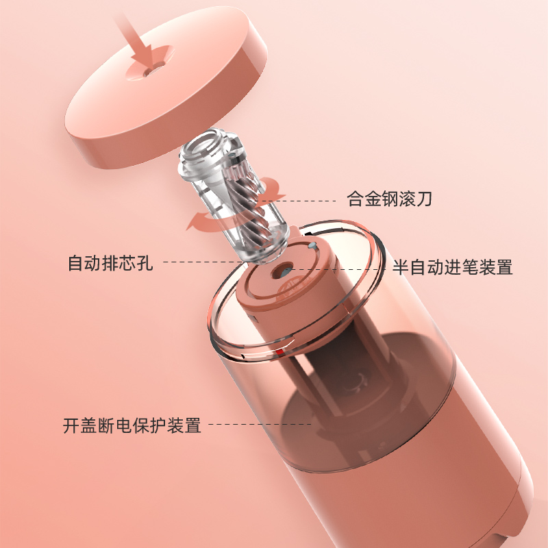 得力71204电动削笔机(浅红)(盒)