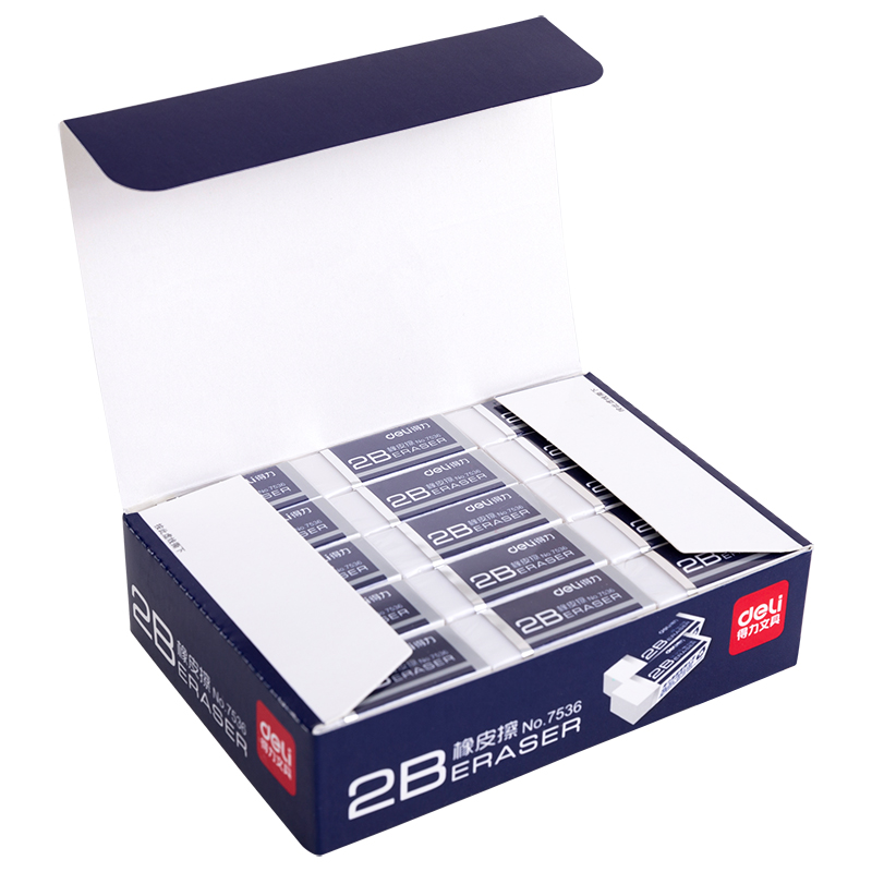 得力7536橡皮擦 涂卡办公用 2B 45块/盒  单位：块