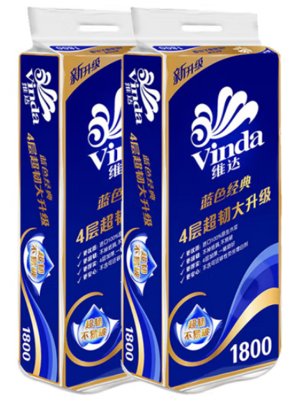 维达 超韧有芯卷纸V4028 加厚4层1800克 10卷/提 6提/箱
